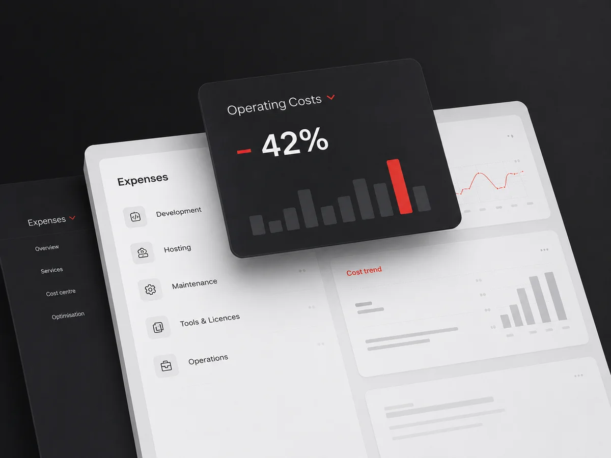 Dashboard comparing operating cost before and after automation
