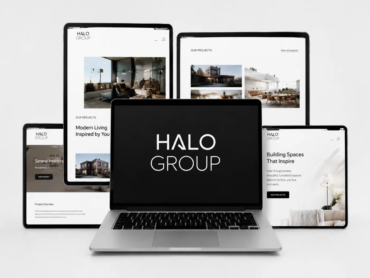 Halo Group digital ecosystem — connected brand sites and dashboards